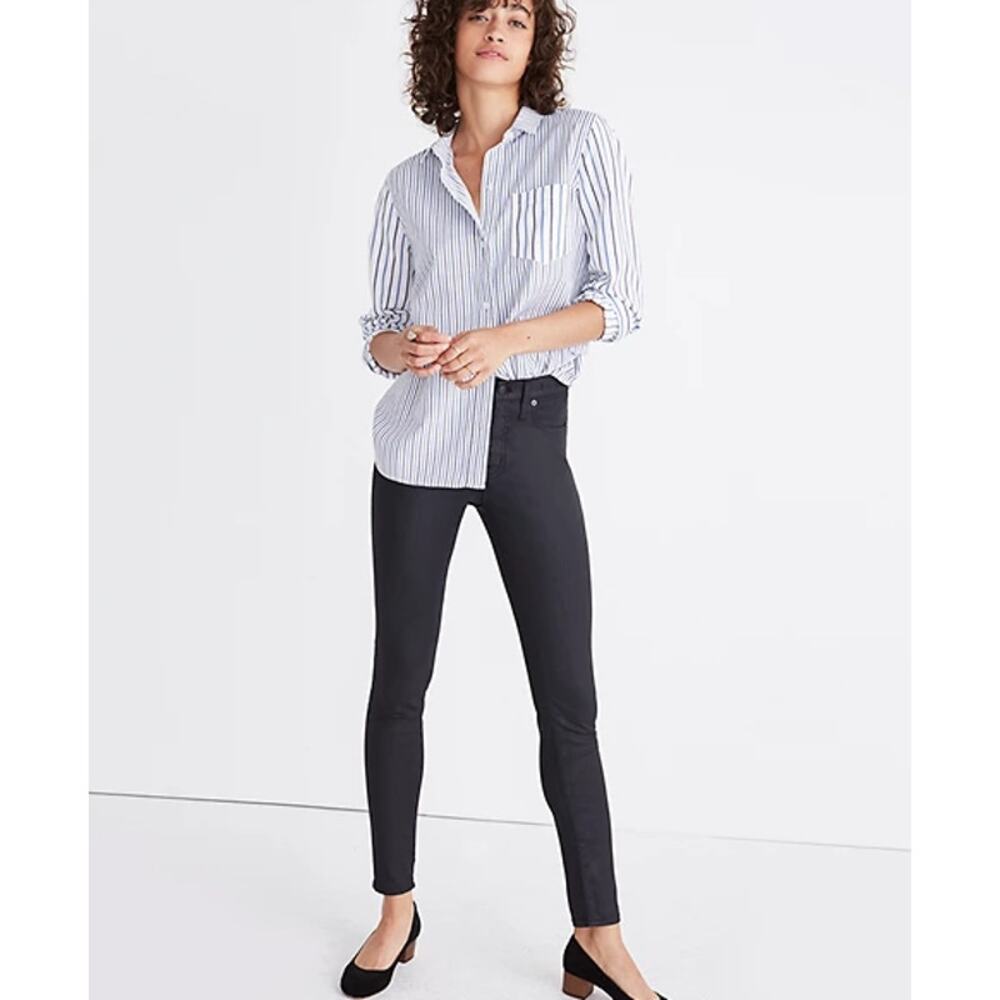 Madewell Jeans Women's Sz 29 Black Denim Skinny Skinny Mid Rise Coated Edition